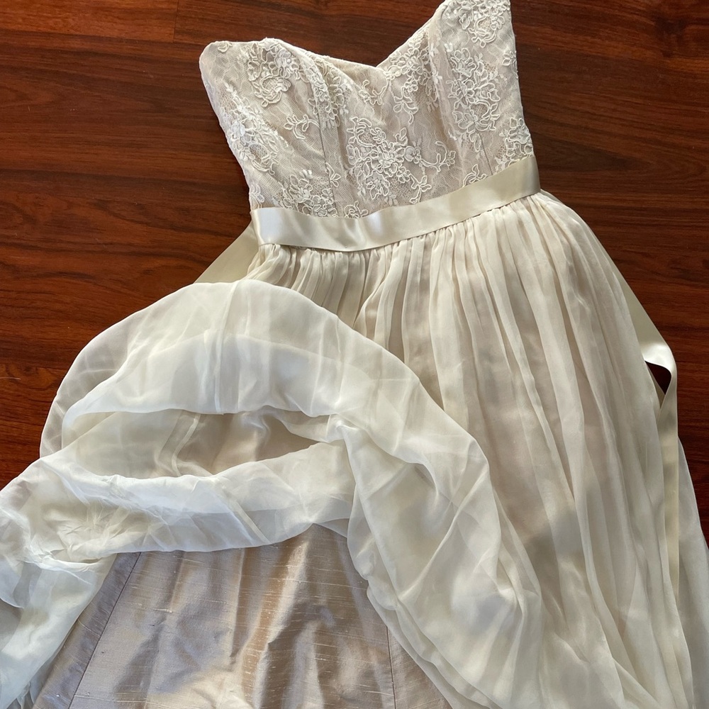 100% Pure Silk Wedding Dress Almond & Ivory Seattle Bridal Size 4 - Picture 4 of 17